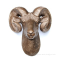 Home decor art bronze sheep head wall mounted sculpture for sale